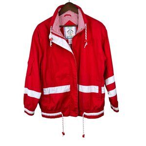 Izzi Spirit Red & White Jacket Vintage Preppy Nautical‎